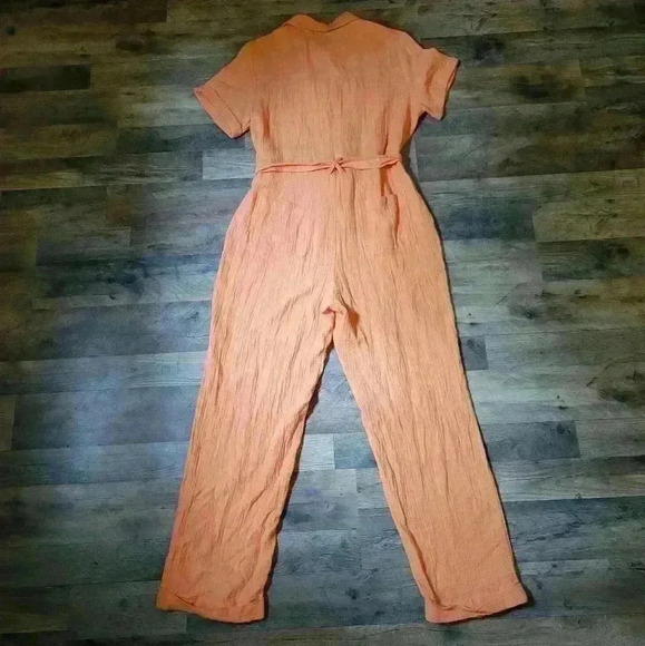 Skies Are Blue Lightweight Orange Collared Utility Jumpsuit Size Small - Picture 9 of 11